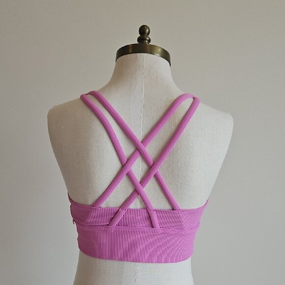 lululemon Pink Ribbed Longline Energy Sports Bra - Picture 4 of 5